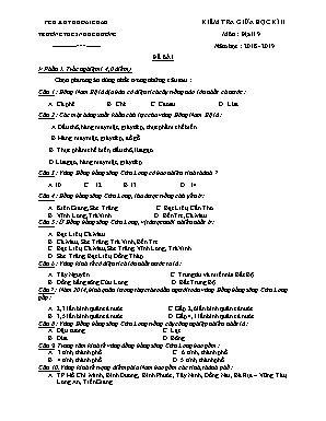 Đề kiểm tra giữa học kỳ II môn Địa lý Lớp 9 - Năm học 2018-2019 - Trường THCS Nhuế Dương (Có đáp án)